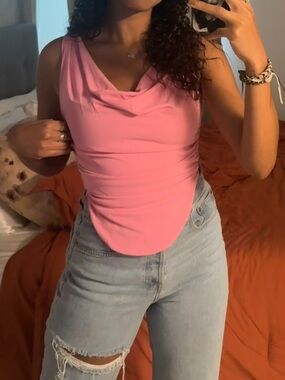 Zara Pink Cowl Neck Top